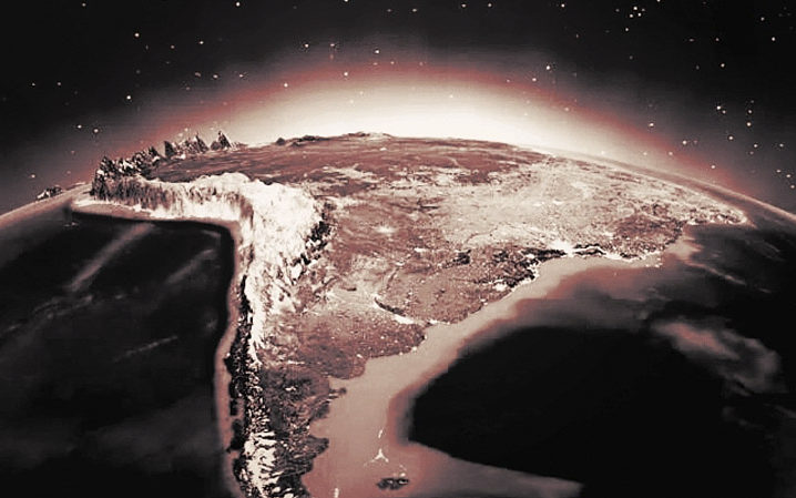 Foto de satélite do planeta Terra, mostrando a América do Sul